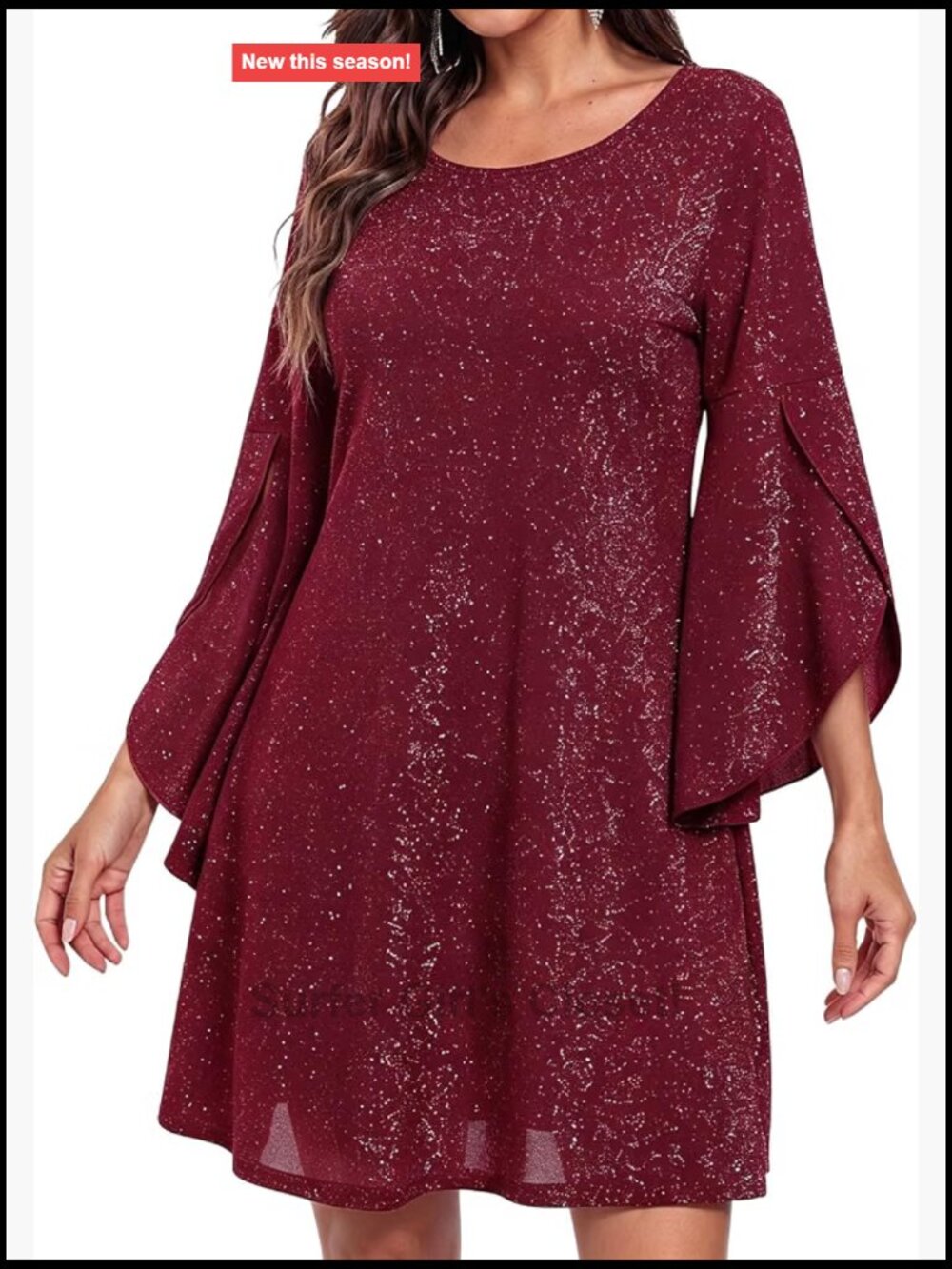 Sequin Cocktail Dress Long Sleeve A-Line Evening Party Glitter Shift